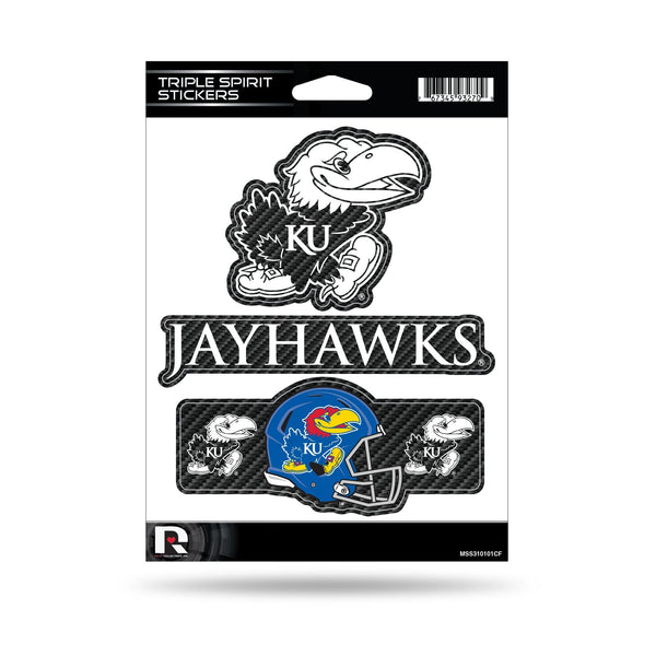 Wholesale Kansas University - Carbon Fiber Design - Triple Spirit Stickers