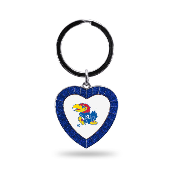 Wholesale Kansas University Royal Rhinestone Heart Keychain