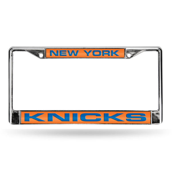 Wholesale Knicks Laser Chrome Frame - Orange Background With Royal Letters