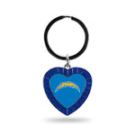 Wholesale LA Chargers Colored Rhinestone Heart Keychain - Royal