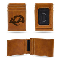 Wholesale La Rams Laser Engraved Brown Front Pocket Wallet