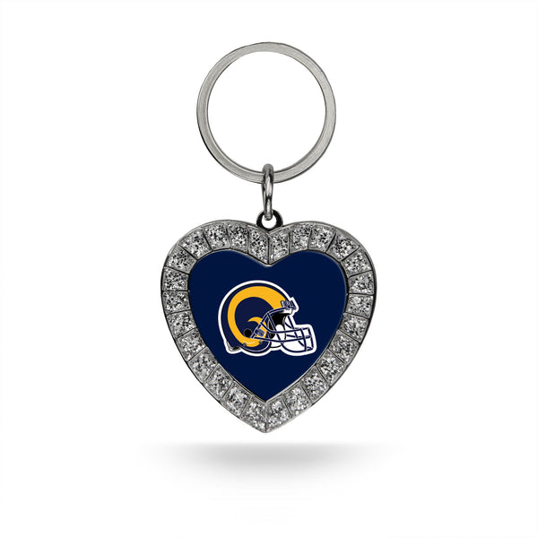 Wholesale LA Rams Retro Rhinestone Heart Keychain