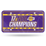 Wholesale Lakers 17 Time NBA Champs Metal Auto Tag