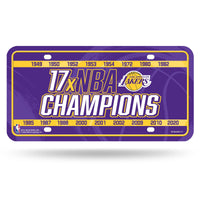 Wholesale Lakers 17 Time NBA Champs Metal Auto Tag