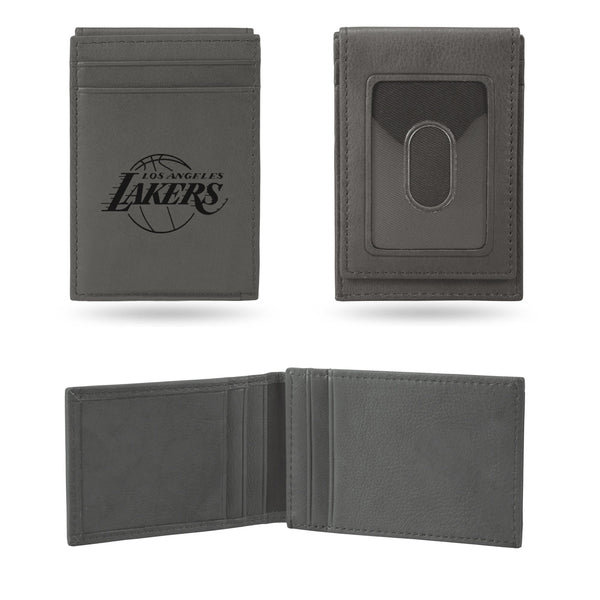 Wholesale Lakers Laser Engraved Front Pocket Wallet - Gray