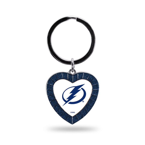 Wholesale Lightning Colored Rhinestone Heart Keychain - Navy