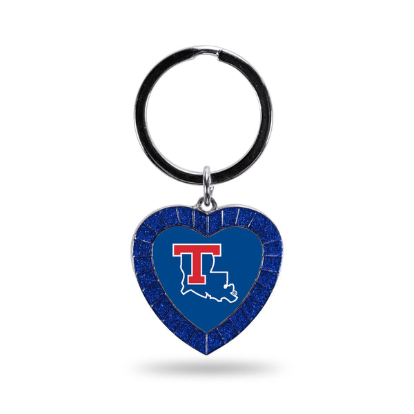 Wholesale Louisiana Tech Colored Rhinestone Heart Keychain - Red