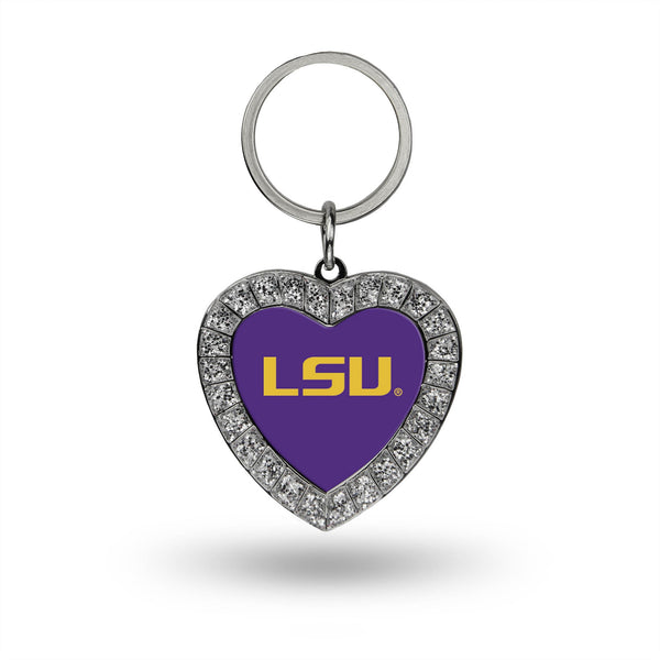 Wholesale LSU Rhinestone Heart Key Chain