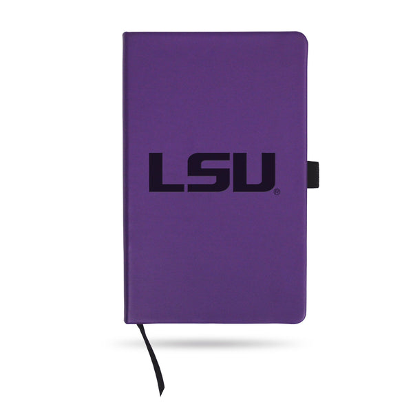 Wholesale Lsu Team Color Laser Engraved Notepad W/ Elastic Band - Purple