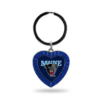 Wholesale Maine University Colored Rhinestone Heart Keychain - Navy