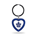 Wholesale Maple Leafs Colored Rhinestone Heart Keychain - Royal