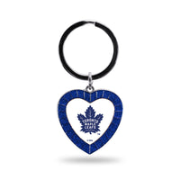 Wholesale Maple Leafs Colored Rhinestone Heart Keychain - Royal