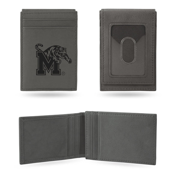 Wholesale Memphis Tigers Laser Engraved Front Pocket Wallet - Gray