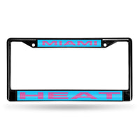 Wholesale Miami Heat - Blue Ball Logo - Laser Black Chrome Frame