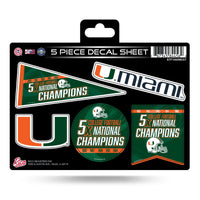 Wholesale Miami University 5 Time College Football Champs 5-Pc Decal Sheet