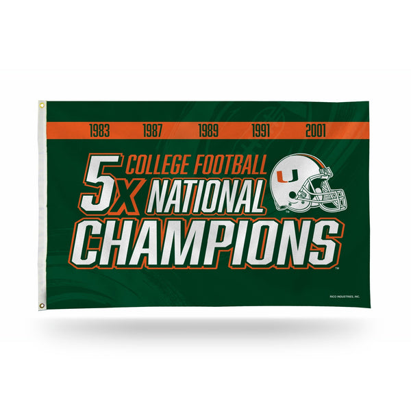 Wholesale Miami University 5 Time College Football Champs Banner Flag