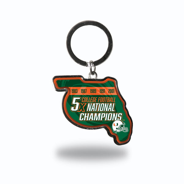 Wholesale Miami University 5 Time College Football Champs State Shaped Keychain (Florida)