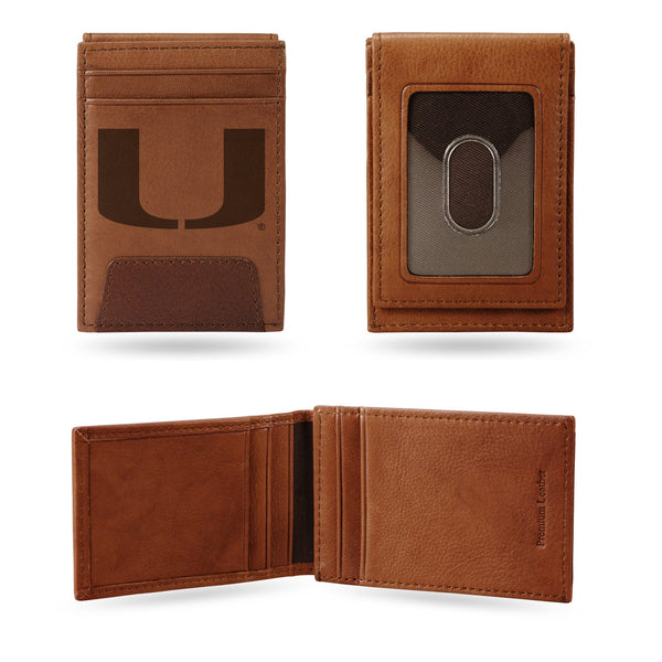 Wholesale Miami University Premium Leather Front Pocket Wallet