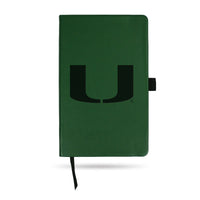 Wholesale Miami University Team Color Laser Engraved Notepad W/ Elastic Band - Green