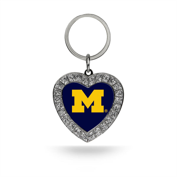 Wholesale Michigan Rhinestone Heart Key Chain