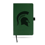 Wholesale Michigan State Team Color Laser Engraved Notepad W/ Elastic Band - Green