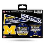 Wholesale Michigan University 11 Time College Football Champs 5-Pc Decal Sheet