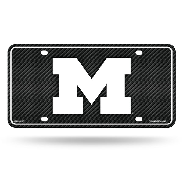 Wholesale Michigan University - Carbon Fiber Design - Metal Auto Tag