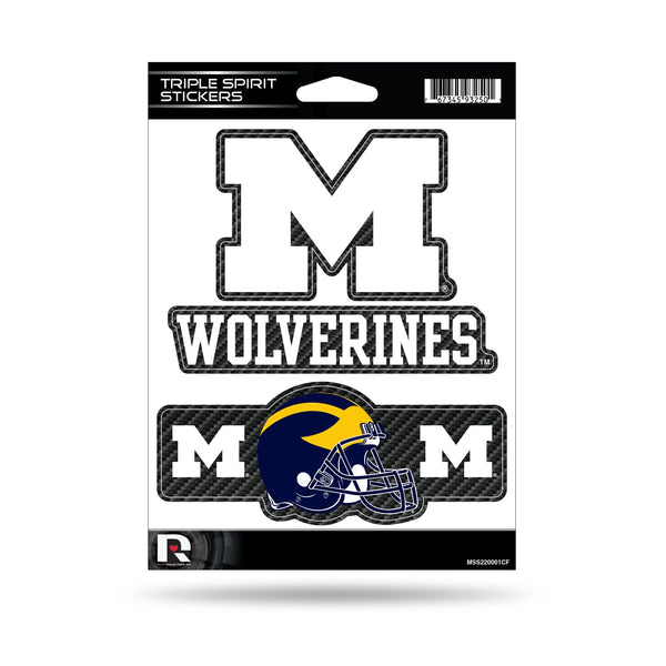 Wholesale Michigan University - Carbon Fiber Design - Triple Spirit Stickers