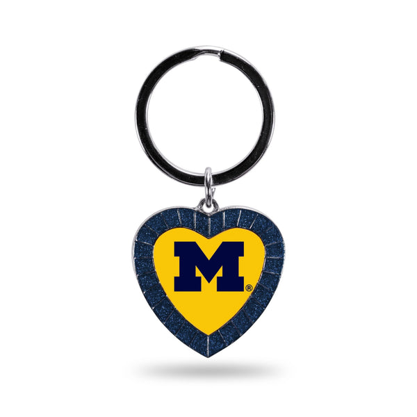 Wholesale Michigan University Navy Rhinestone Heart Keychain