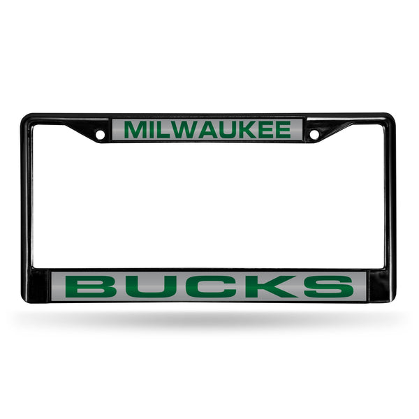 Wholesale Milwaukee Bucks Black Laser Chrome 12 x 6 License Plate Frame