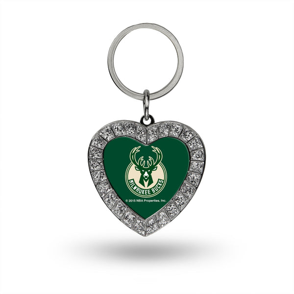 Wholesale Milwaukee Bucks Rhinestone Heart Key Chain