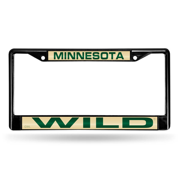 Wholesale Minnesota Wild Black Laser Chrome 12 x 6 License Plate Frame