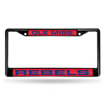 Wholesale Mississippi Rebels Black Laser Chrome 12 x 6 License Plate Frame