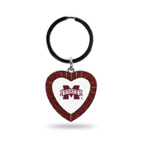 Wholesale Mississippi State Maroon Rhinestone Heart Keychain