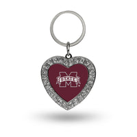 Wholesale Mississippi State Rhinestone Heart Key Chain