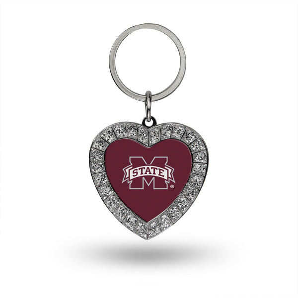 Wholesale Mississippi State Rhinestone Heart Key Chain