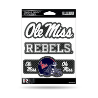 Wholesale Mississippi University - Carbon Fiber Design - Triple Spirit Stickers