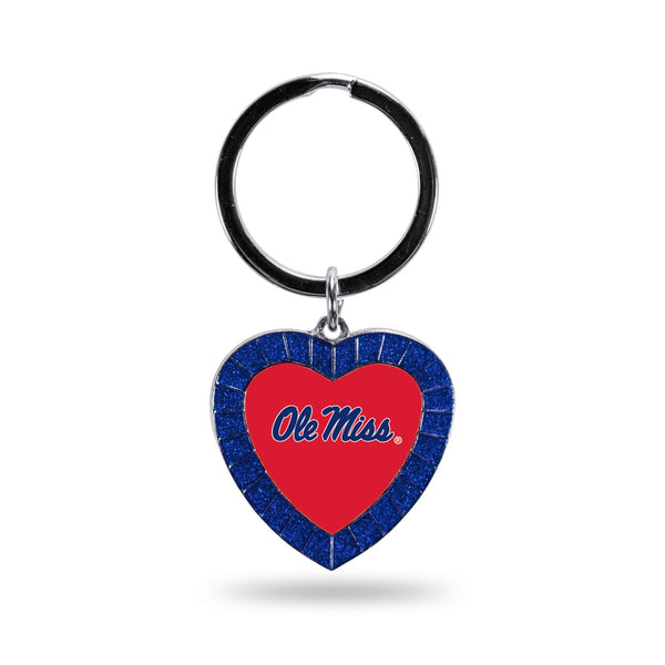 Wholesale Mississippi University Royal Rhinestone Heart Keychain