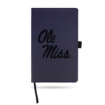 Wholesale Mississippi University Team Color Laser Engraved Notepad W/ Elastic Band - Navy