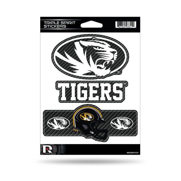 Wholesale Missouri University - Carbon Fiber Design - Triple Spirit Stickers