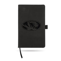 Wholesale Missouri University Team Color Laser Engraved Notepad W/ Elastic Band - Black