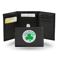 Wholesale NBA Boston Celtics Embroidered Genuine Leather Tri-fold Wallet 3.25" x 4.25" - Slim By Rico Industries