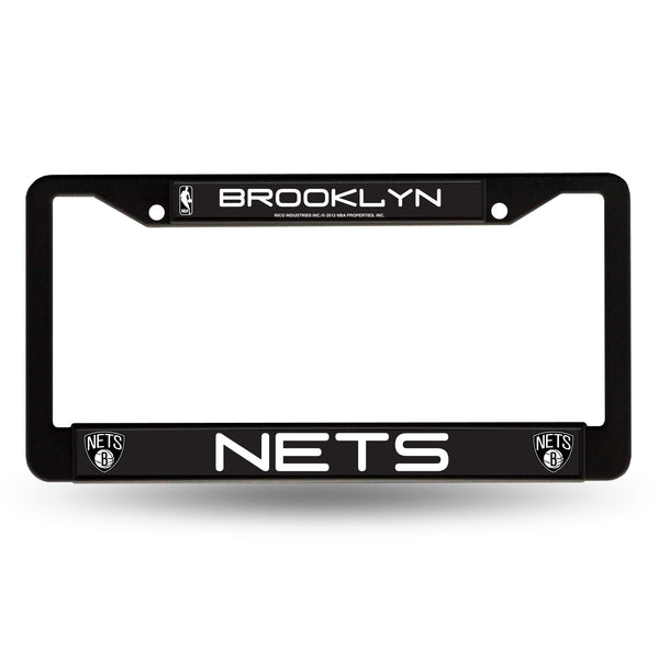 Wholesale NBA Brooklyn Nets 12" x 6" Black Metal Car/Truck Frame Automobile Accessory By Rico Industries