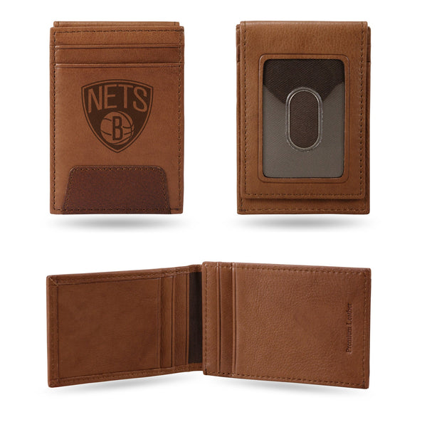 Wholesale NBA Brooklyn Nets Genuine Leather Front Pocket Wallet - Slim Wallet By Rico Industries