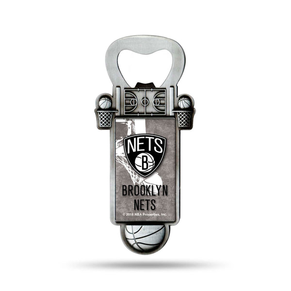 Wholesale NBA Brooklyn Nets Magnetic Bottle Opener, Stainless Steel, Strong Magnet to Display on Fridge By Rico Industries
