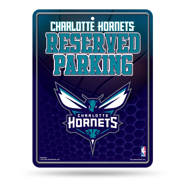 Wholesale NBA Charlotte Hornets 8.5" x 11" Metal Parking Sign - Great for Man Cave, Bed Room, Office, Home Décor By Rico Industries