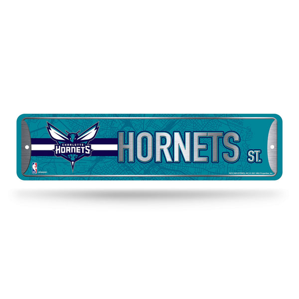 Wholesale NBA Charlotte Hornets Metal Street Sign 4" x 15" Home Décor - Bedroom - Office - Man Cave By Rico Industries