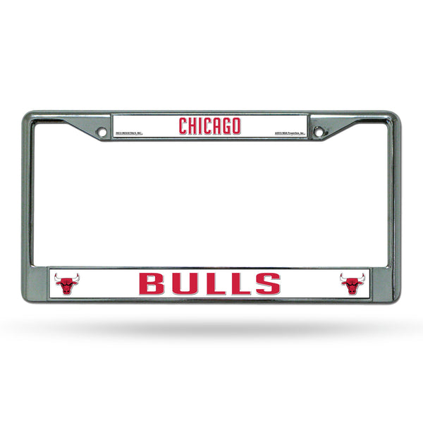 Wholesale NBA Chicago Bulls 12" x 6" Silver Chrome Car/Truck/SUV Auto Accessory By Rico Industries