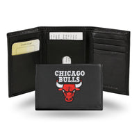 Wholesale NBA Chicago Bulls Embroidered Genuine Leather Tri-fold Wallet 3.25" x 4.25" - Slim By Rico Industries