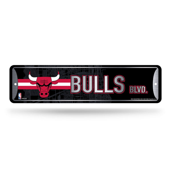 Wholesale NBA Chicago Bulls Metal Street Sign 4" x 15" Home Décor - Bedroom - Office - Man Cave By Rico Industries